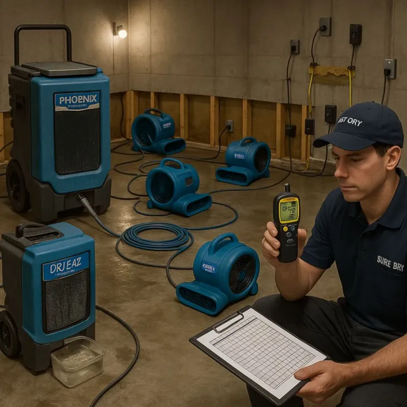 Structural Drying and Dehumidification process in Savoy, IL